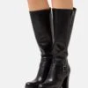 Pier One Leather- Botas De Tacón - Black