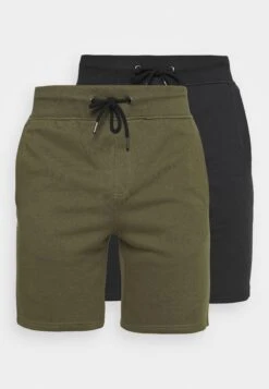 Pier One 2 Pack - Shorts - Black/Olive -Pier One Mode Outlet Tienda 97446a5d1f4444a39e0756e4edaa81f0