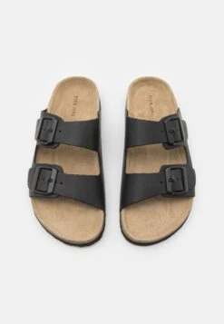 Pier One Leather Unisex - Sandalias Planas - Black -Pier One Mode Outlet Tienda b061839407e54921b9ac97b19ac0e9c5